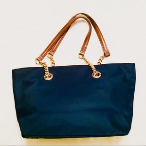 Calvin Klein Navy nylon bag/chain combo handle